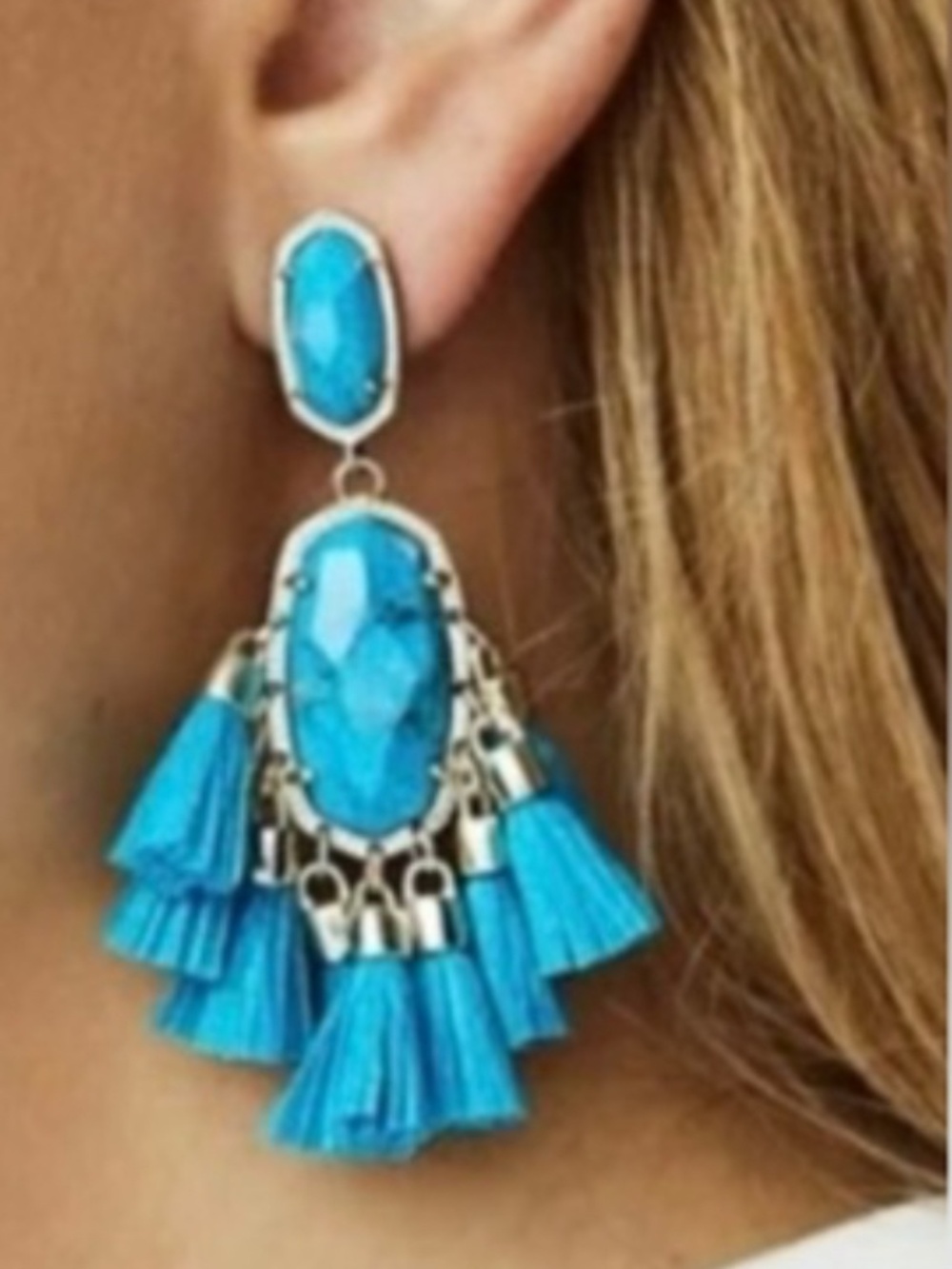 Kendra Scott Blue Tassle Earrings
